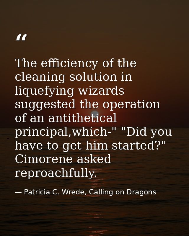 The efficiency of the cleaning solution in liquefying wizards suggested the operation of an antithetical principal,which — Patricia C. Wrede, Calling on Dragons