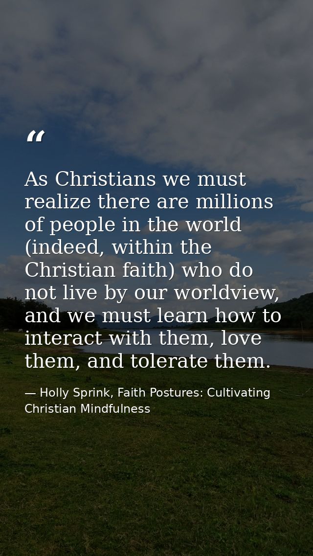 As Christians we must realize there are millions of people in the world (indeed, within the Christian faith) who do not  — Holly Sprink, Faith Postures: Cultivating Christian Mindfulness