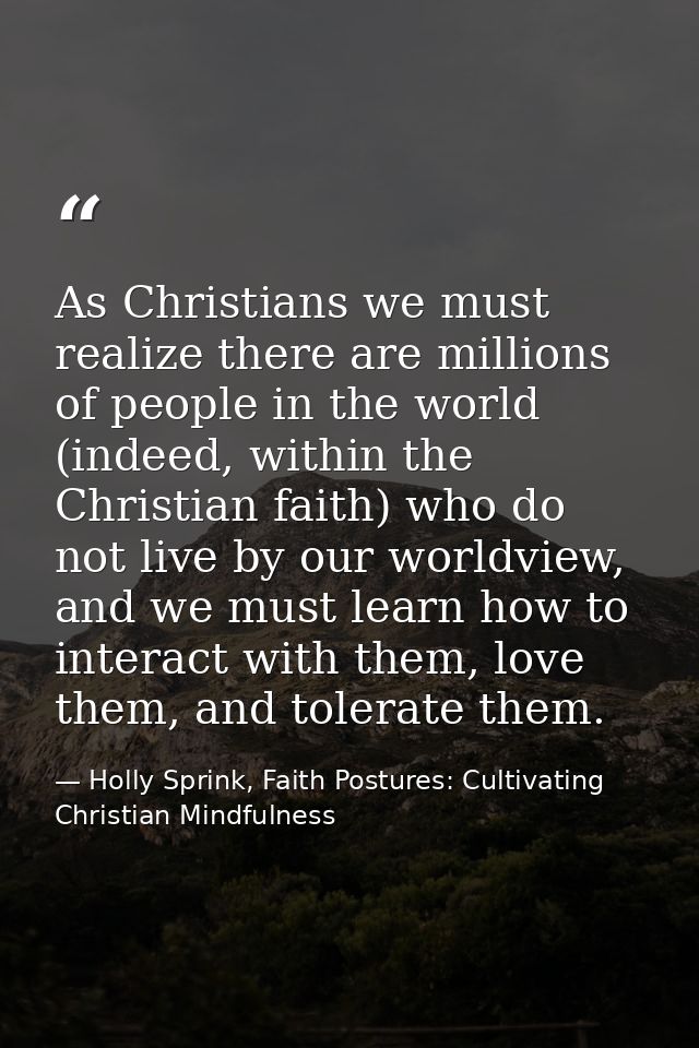 As Christians we must realize there are millions of people in the world (indeed, within the Christian faith) who do not  — Holly Sprink, Faith Postures: Cultivating Christian Mindfulness