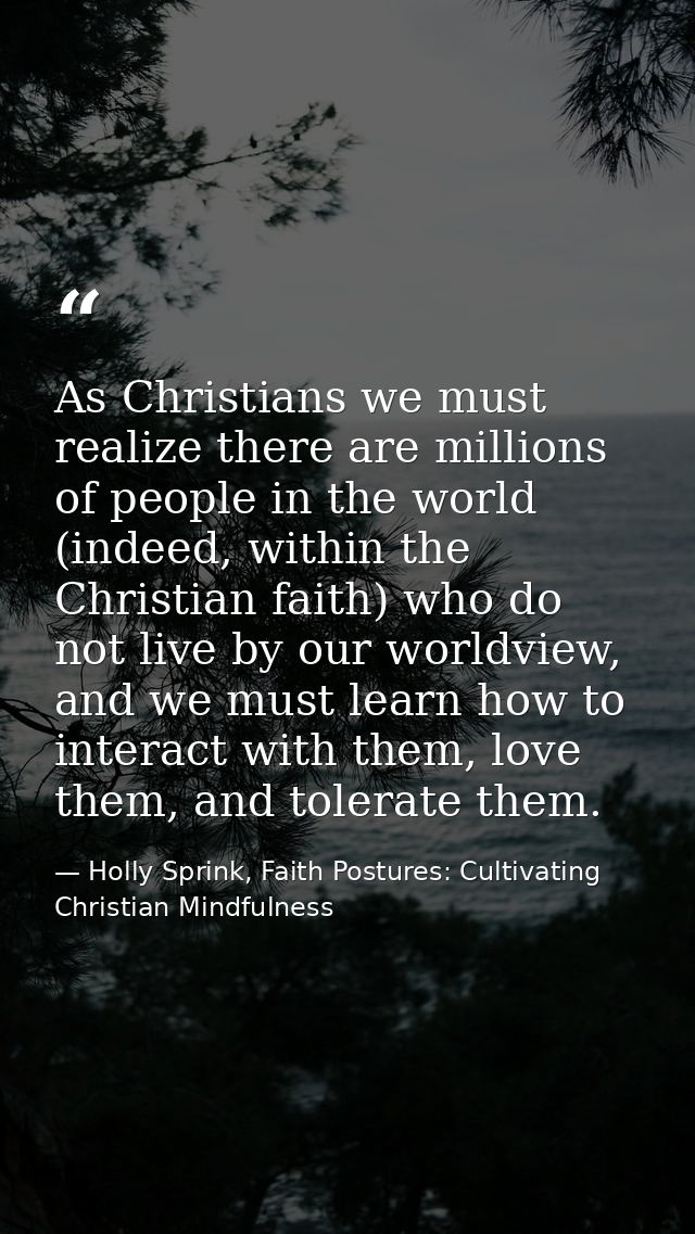 As Christians we must realize there are millions of people in the world (indeed, within the Christian faith) who do not  — Holly Sprink, Faith Postures: Cultivating Christian Mindfulness