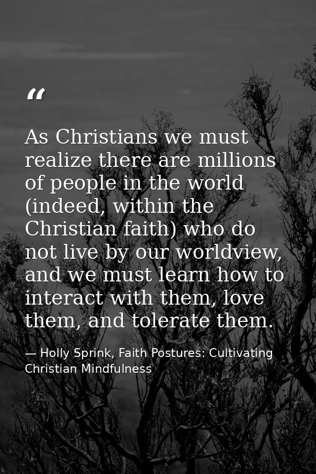 As Christians we must realize there are millions of people in the world (indeed, within the Christian faith) who do not  — Holly Sprink, Faith Postures: Cultivating Christian Mindfulness