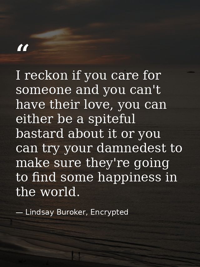 I reckon if you care for someone and you can't have their love, you can either be a spiteful bastard about it or you can — Lindsay Buroker, Encrypted