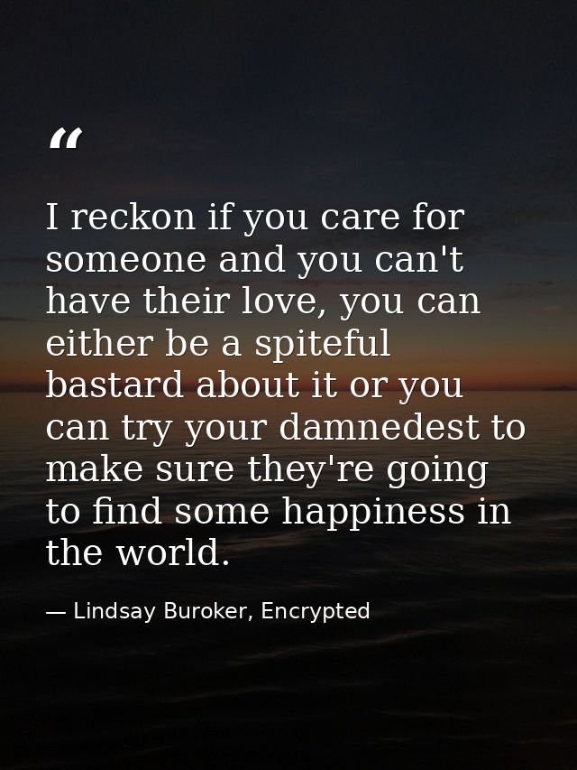 I reckon if you care for someone and you can't have their love, you can either be a spiteful bastard about it or you can — Lindsay Buroker, Encrypted