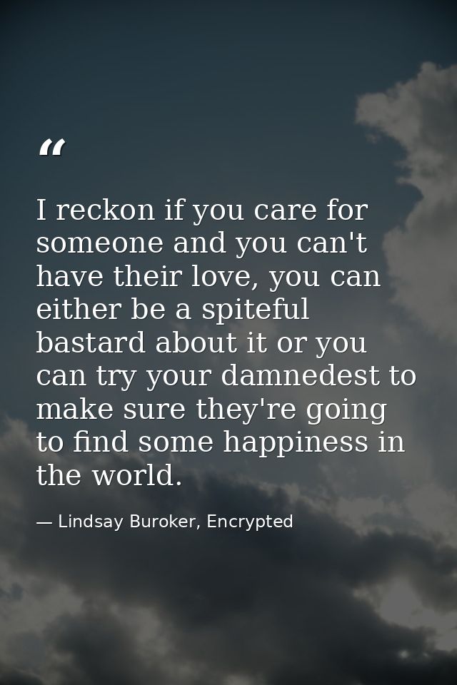 I reckon if you care for someone and you can't have their love, you can either be a spiteful bastard about it or you can — Lindsay Buroker, Encrypted