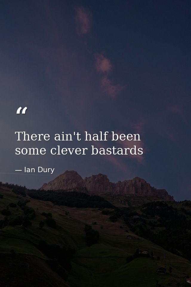 There ain't half been some clever bastards — Ian Dury