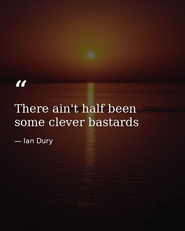 There ain't half been some clever bastards — Ian Dury