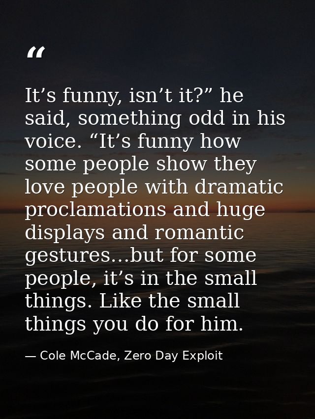It’s funny, isn’t it?” he said, something odd in his voice. “It’s funny how some people show they love people with drama — Cole McCade, Zero Day Exploit