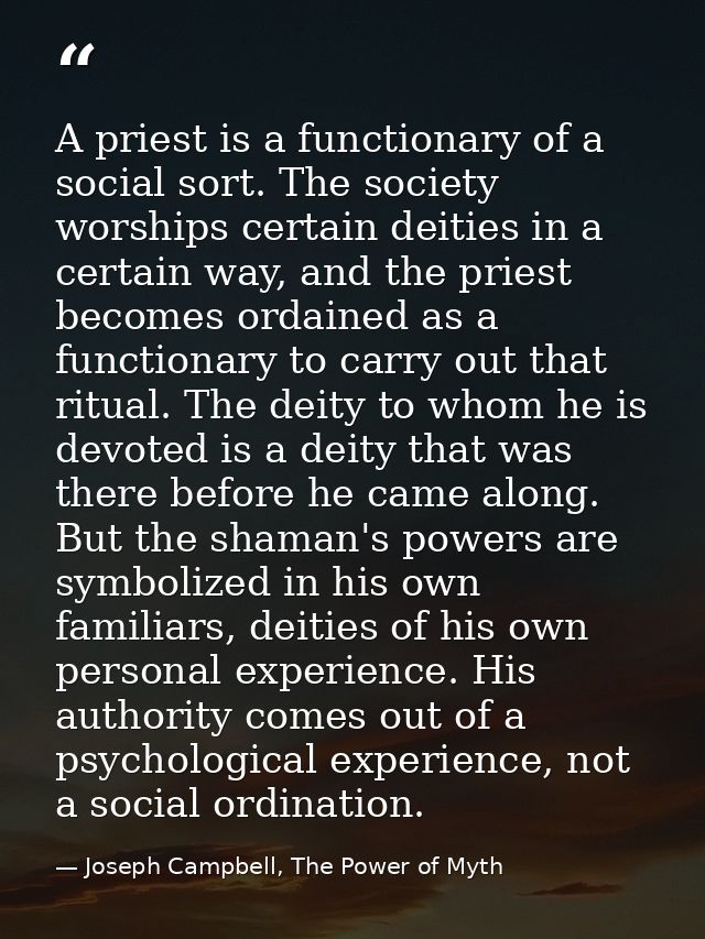 A priest is a functionary of a social sort. The society worships certain deities in a certain way, and the priest become — Joseph Campbell, The Power of Myth