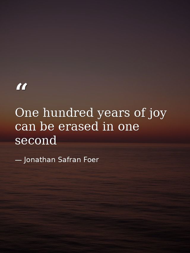 One hundred years of joy can be erased in one second — Jonathan Safran Foer