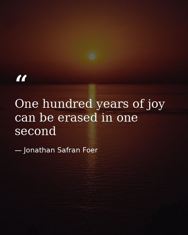 One hundred years of joy can be erased in one second — Jonathan Safran Foer