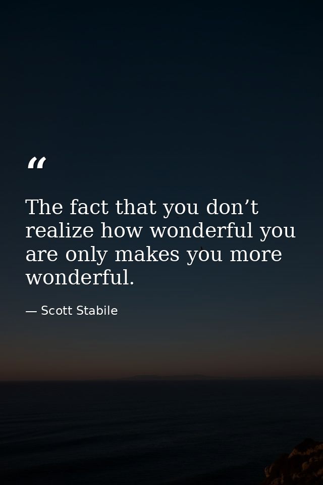 The fact that you don’t realize how wonderful you are only makes you more wonderful. — Scott Stabile