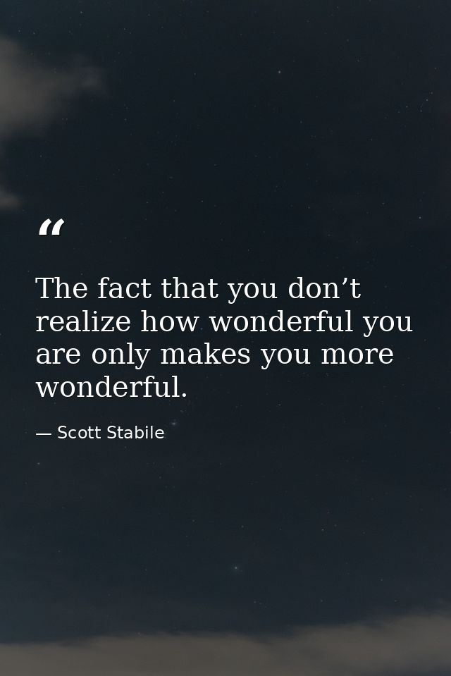 The fact that you don’t realize how wonderful you are only makes you more wonderful. — Scott Stabile