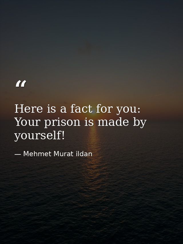 Here is a fact for you: Your prison is made by yourself! — Mehmet Murat ildan