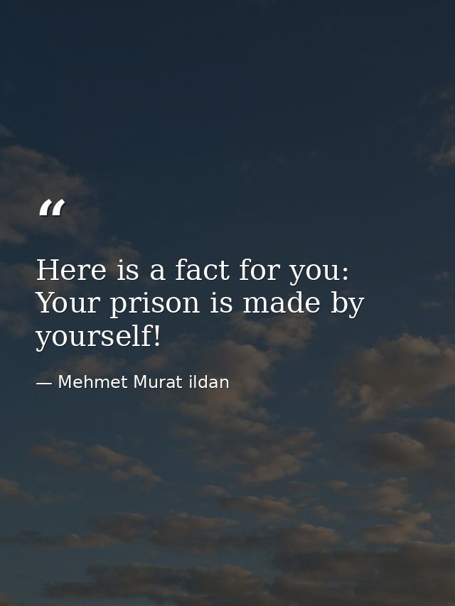 Here is a fact for you: Your prison is made by yourself! — Mehmet Murat ildan