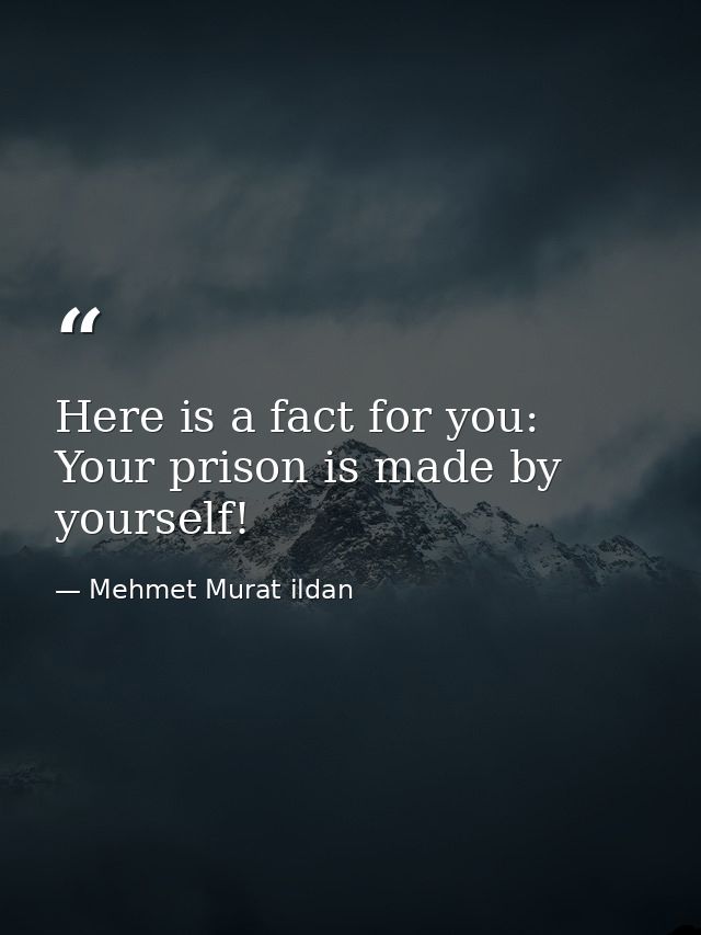 Here is a fact for you: Your prison is made by yourself! — Mehmet Murat ildan