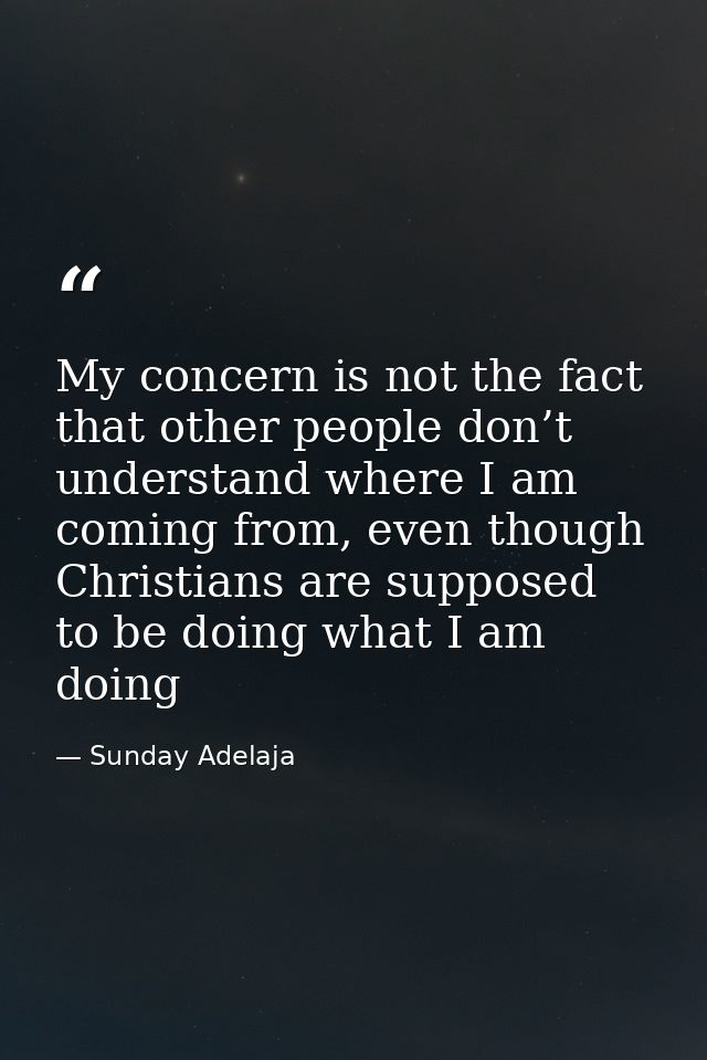 My concern is not the fact that other people don’t understand where I am coming from, even though Christians are suppose — Sunday Adelaja