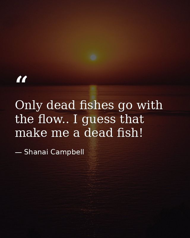 Only dead fishes go with the flow.. I guess that make me a dead fish! — Shanai Campbell