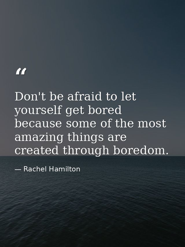 Don't be afraid to let yourself get bored because some of the most amazing things are created through boredom. — Rachel Hamilton