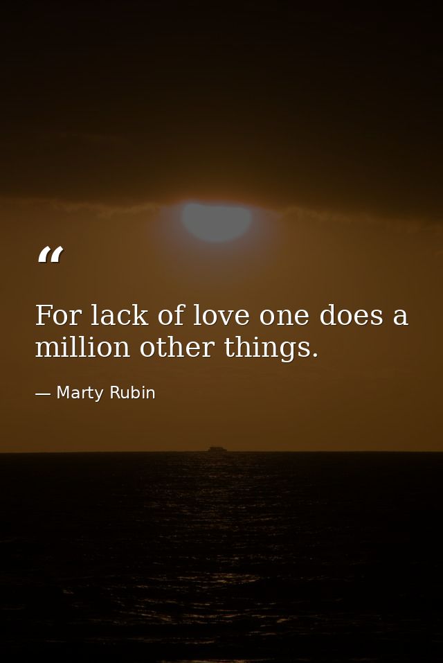 For lack of love one does a million other things. — Marty Rubin