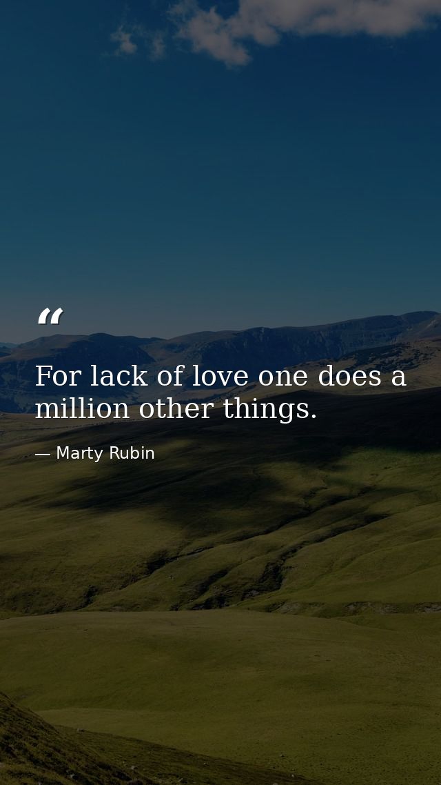 For lack of love one does a million other things. — Marty Rubin