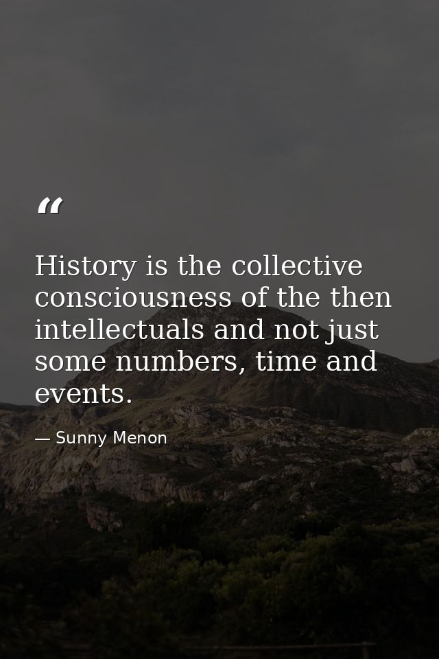 History is the collective consciousness of the then intellectuals and not just some numbers, time and events. — Sunny Menon