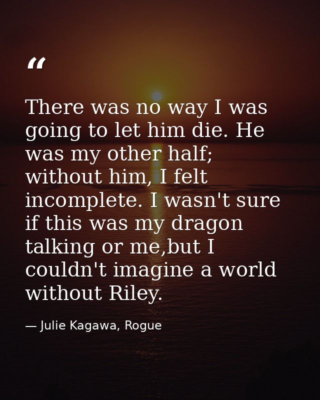 There was no way I was going to let him die. He was my other half; without him, I felt incomplete. I wasn't sure if this — Julie Kagawa, Rogue