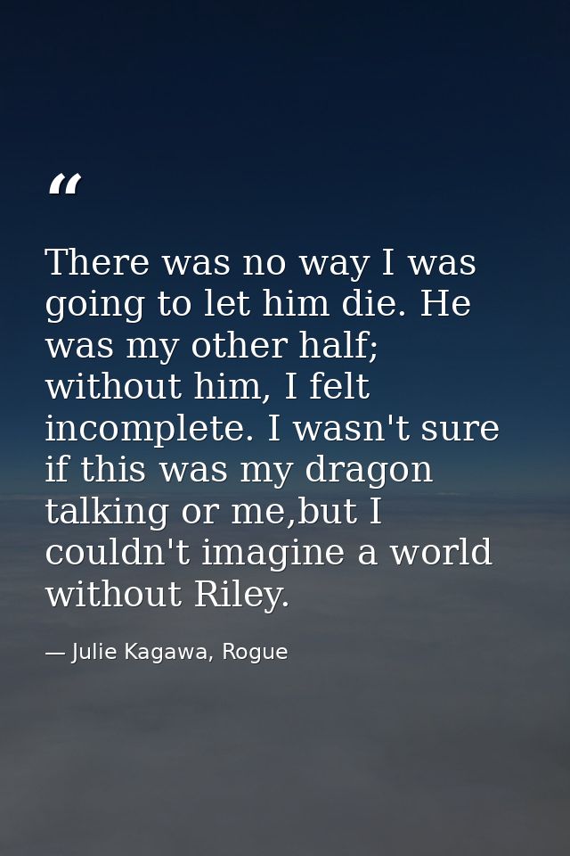 There was no way I was going to let him die. He was my other half; without him, I felt incomplete. I wasn't sure if this — Julie Kagawa, Rogue