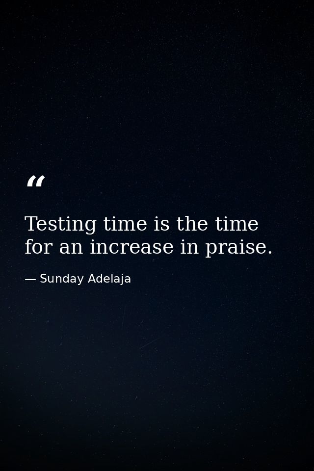 Testing time is the time for an increase in praise. — Sunday Adelaja