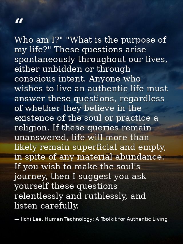 Who am I?" "What is the purpose of my life?" These questions arise spontaneously throughout our lives, either unbidden o — Ilchi Lee, Human Technology: A Toolkit for Authentic Living