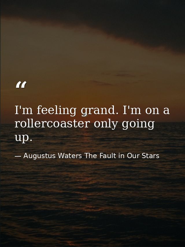 I'm feeling grand. I'm on a rollercoaster only going up. — Augustus Waters The Fault in Our Stars