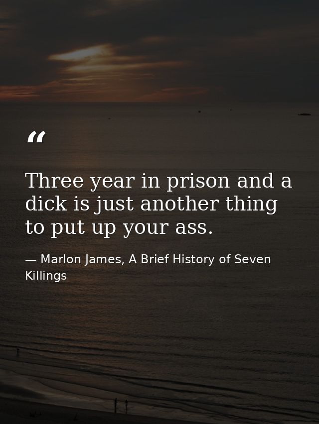 Three year in prison and a dick is just another thing to put up your ass. — Marlon James, A Brief History of Seven Killings