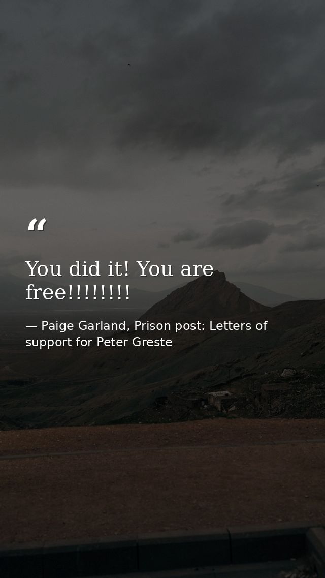 You did it! You are free!!!!!!!! — Paige Garland, Prison post: Letters of support for Peter Greste