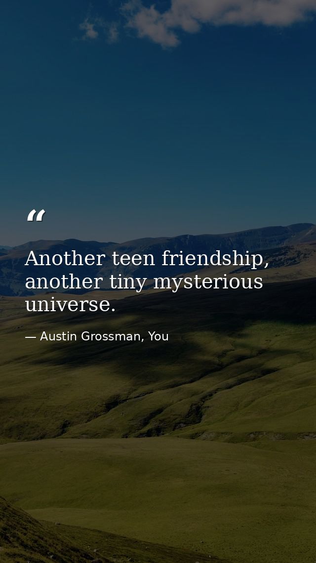 Another teen friendship, another tiny mysterious universe. — Austin Grossman, You