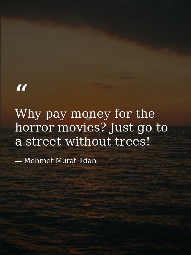 Why pay money for the horror movies? Just go to a street without trees! — Mehmet Murat ildan