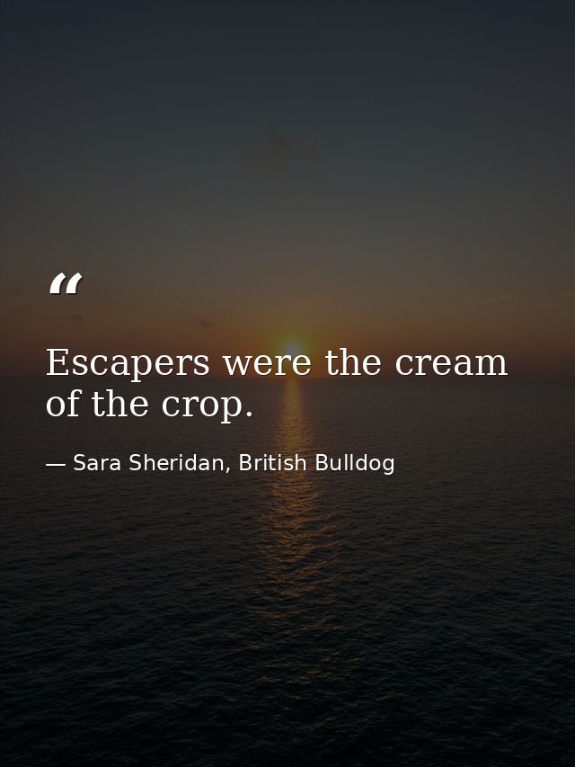 Escapers were the cream of the crop. — Sara Sheridan, British Bulldog