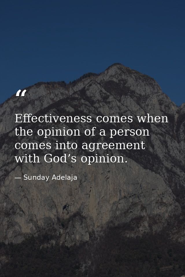 Effectiveness comes when the opinion of a person comes into agreement with God’s opinion. — Sunday Adelaja
