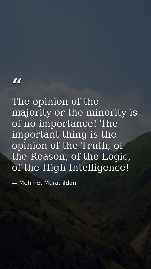 The opinion of the majority or the minority is of no importance! The important thing is the opinion of the Truth, of the — Mehmet Murat ildan