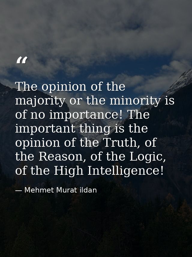 The opinion of the majority or the minority is of no importance! The important thing is the opinion of the Truth, of the — Mehmet Murat ildan