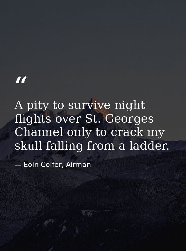 A pity to survive night flights over St. Georges Channel only to crack my skull falling from a ladder. — Eoin Colfer, Airman