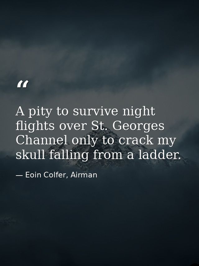 A pity to survive night flights over St. Georges Channel only to crack my skull falling from a ladder. — Eoin Colfer, Airman