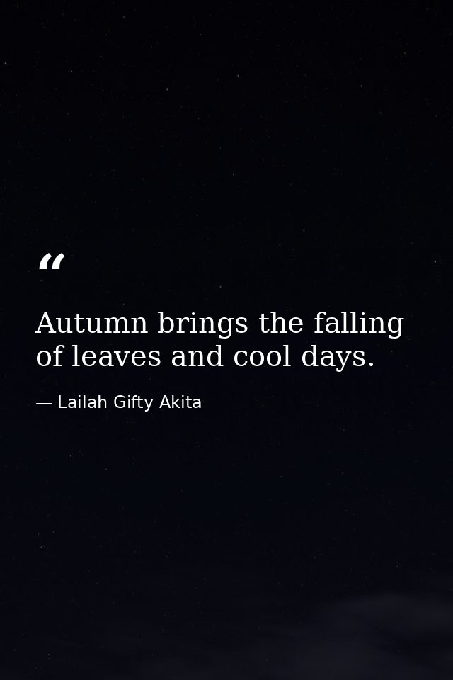 Autumn brings the falling of leaves and cool days. — Lailah Gifty Akita