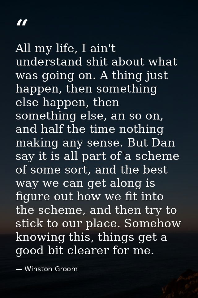All my life, I ain't understand shit about what was going on. A thing just happen, then something else happen, then some — Winston Groom