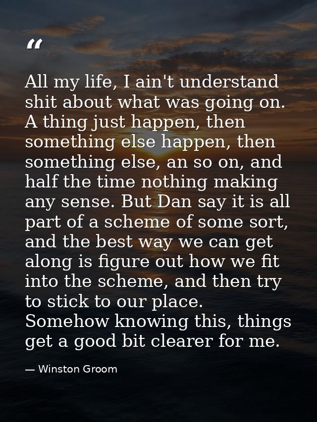 All my life, I ain't understand shit about what was going on. A thing just happen, then something else happen, then some — Winston Groom