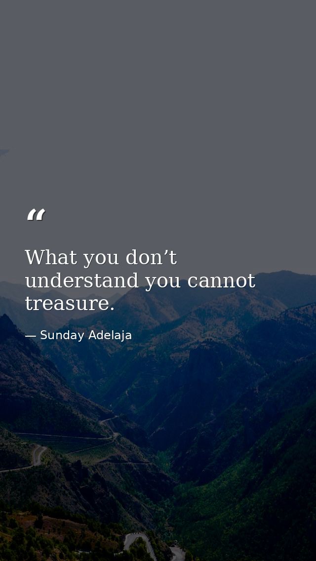 What you don’t understand you cannot treasure. — Sunday Adelaja