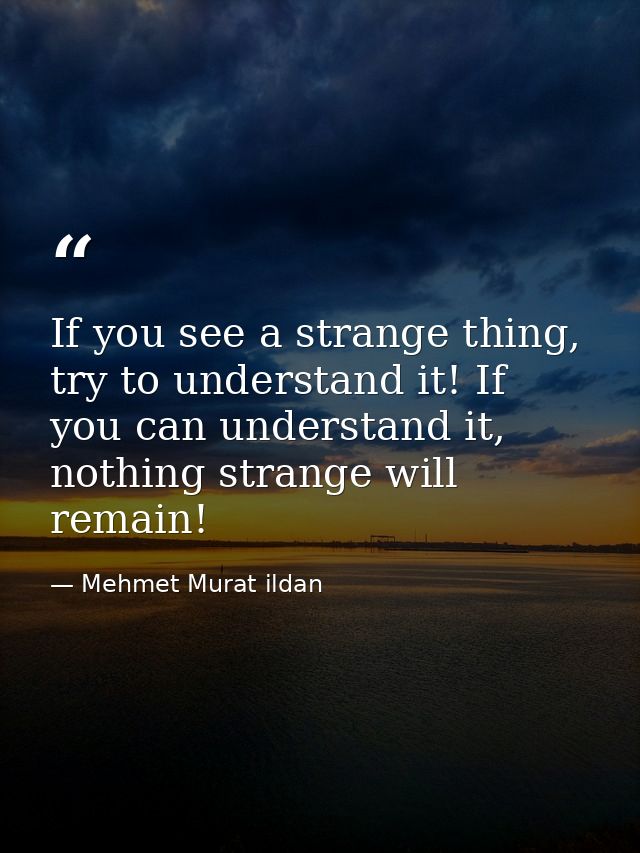 If you see a strange thing, try to understand it! If you can understand it, nothing strange will remain! — Mehmet Murat ildan