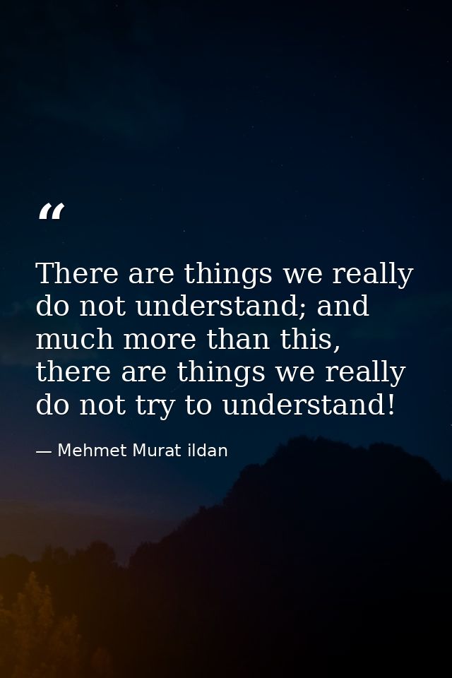 There are things we really do not understand; and much more than this, there are things we really do not try to understa — Mehmet Murat ildan
