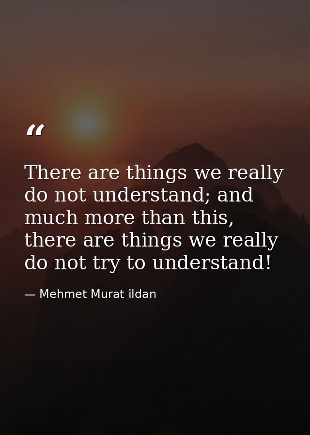 There are things we really do not understand; and much more than this, there are things we really do not try to understa — Mehmet Murat ildan
