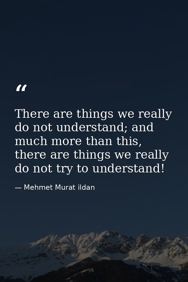 There are things we really do not understand; and much more than this, there are things we really do not try to understa — Mehmet Murat ildan