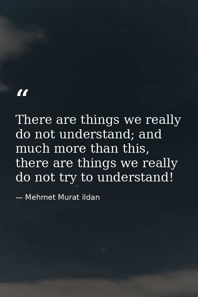 There are things we really do not understand; and much more than this, there are things we really do not try to understa — Mehmet Murat ildan