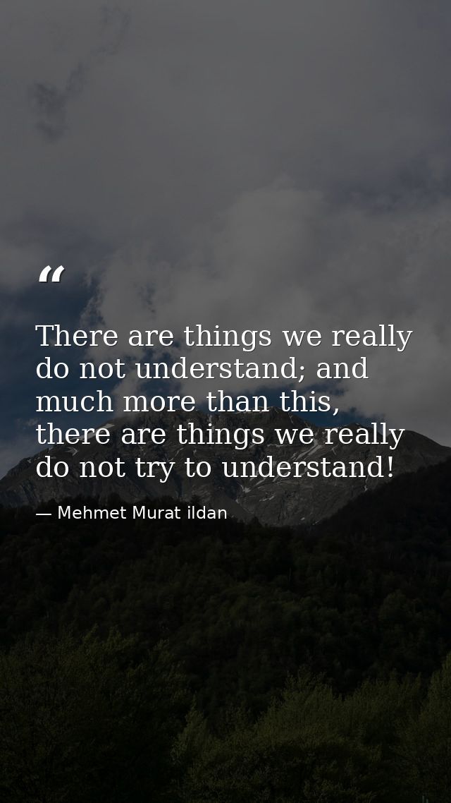 There are things we really do not understand; and much more than this, there are things we really do not try to understa — Mehmet Murat ildan